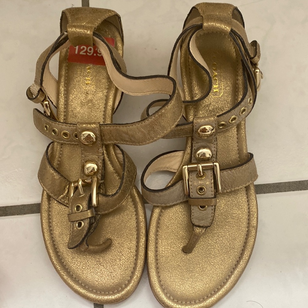 Coach Gold Sandal Wedge